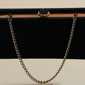 Vintage black satin clutch purse with chain strap